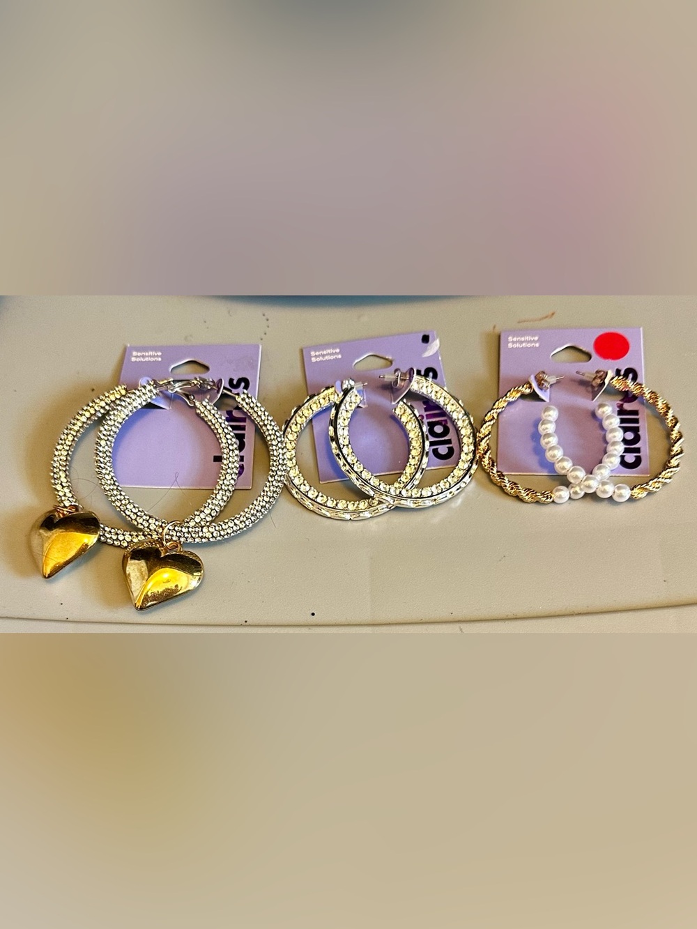 Claire's Lot of 3 Silver Hoop Earrings